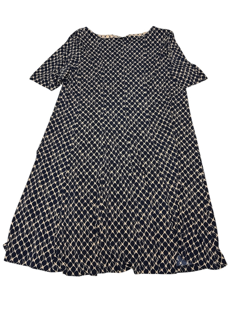 Connected Apparel Women 20W Dress Navy Cream Swing Curved Diamond Poly Blend